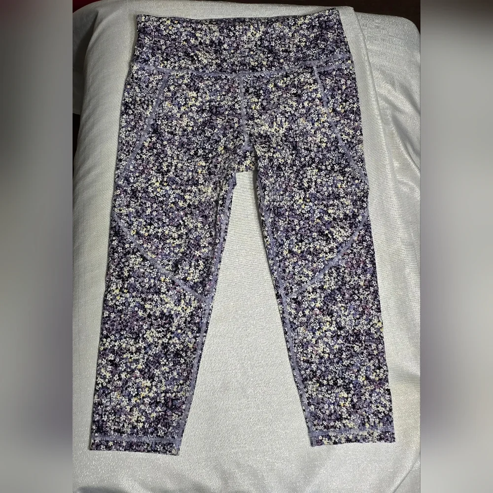Sweaty Betty Power Cropped Workout Leggings Floral  Purple Meadow Print - Picture 8 of 14